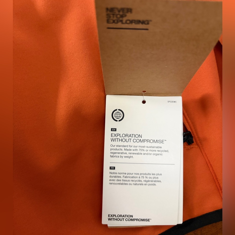 ❤️The North Face Orange Fleece Jacket with Black Chest Pocket New Size XXL - Picture 8 of 14